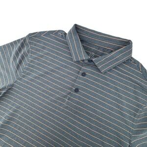 Champion Polo Shirt Mens Large Blue Pink Striped Short Sleeve Performance‎ Golf
